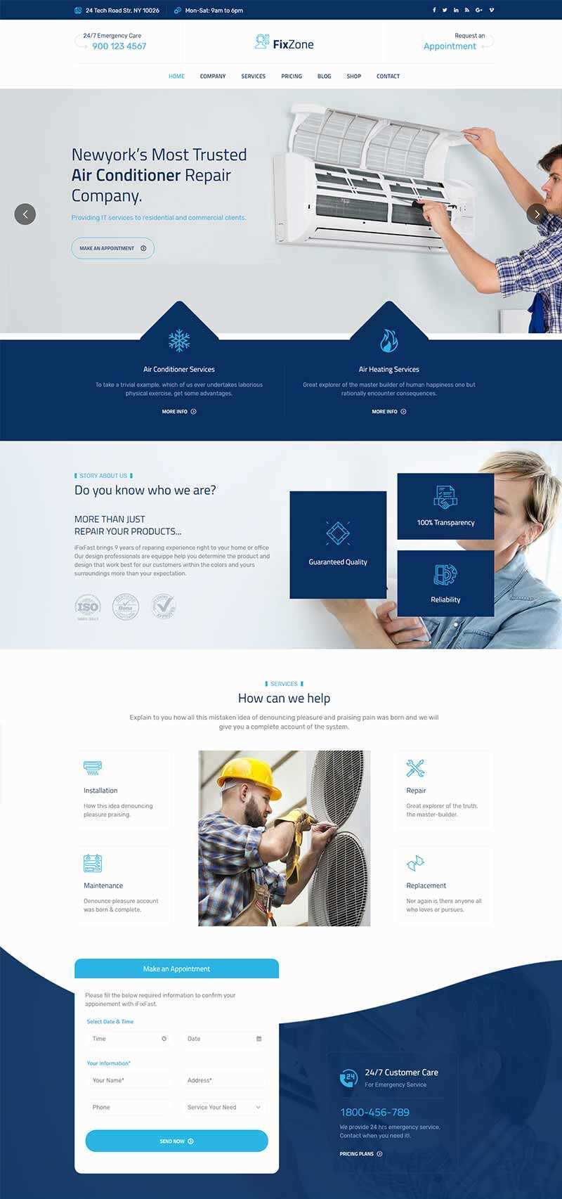Bootstrap空调电器维修服务网站HTML模板 - 简单网创项目资源网