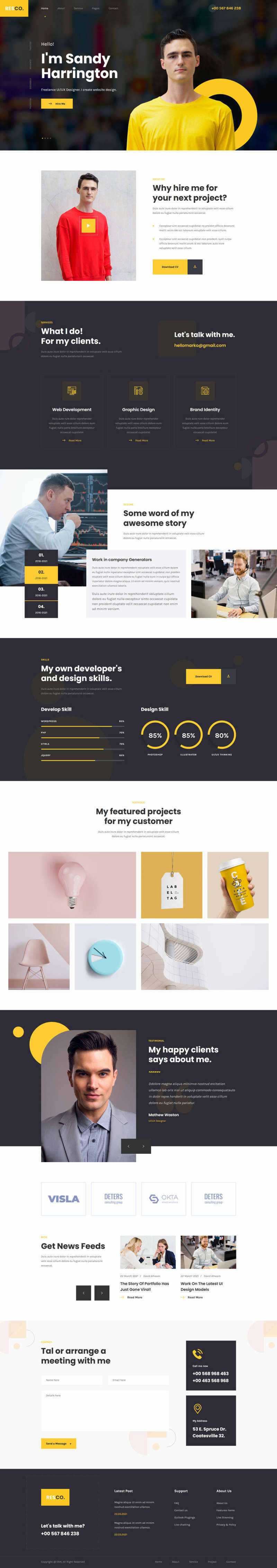 响应式个人简历介绍html5模板 - 简单网创项目资源网