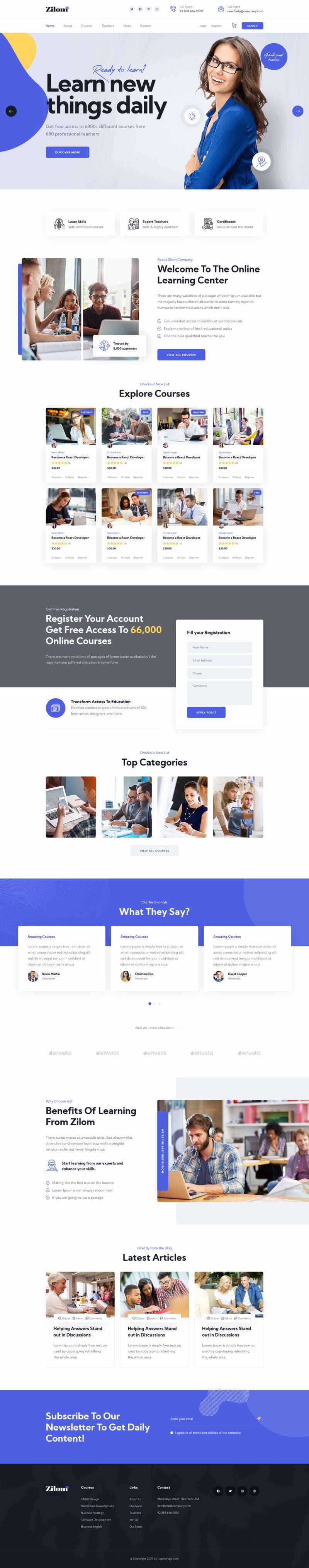 bootstrap在线教育学习官网HTML模板 - 简单网创项目资源网