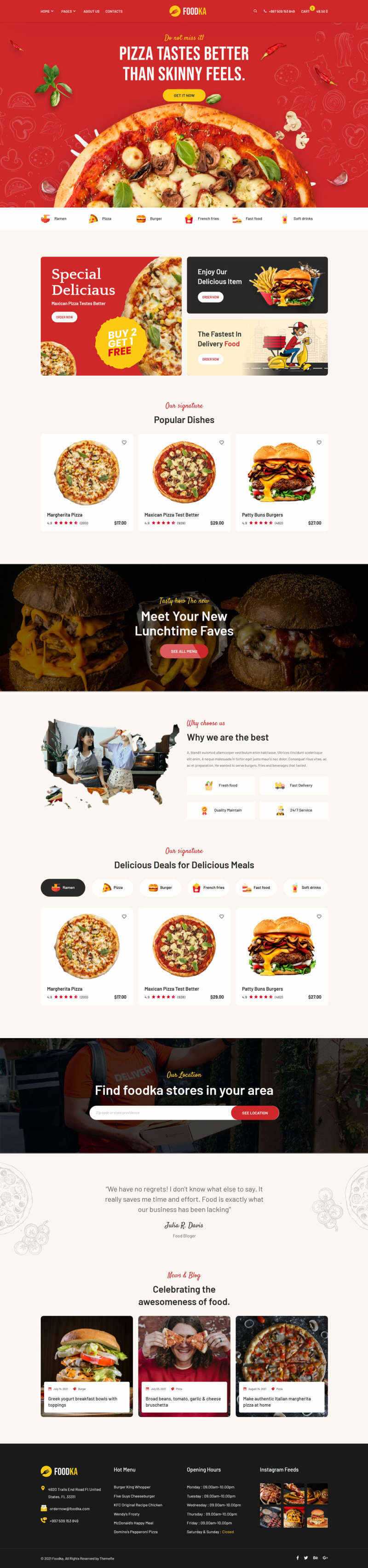 bootstrap响应式披萨店铺外卖配送HTML模板 - 简单网创项目资源网