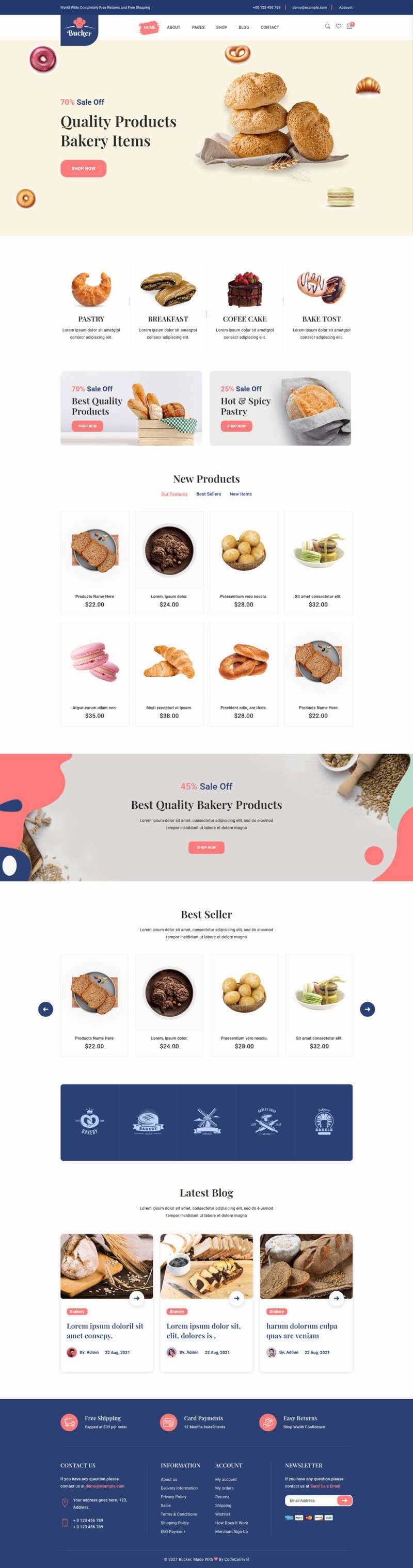 Bootstrap5甜品面包店铺HTML电商模板 - 简单网创项目资源网
