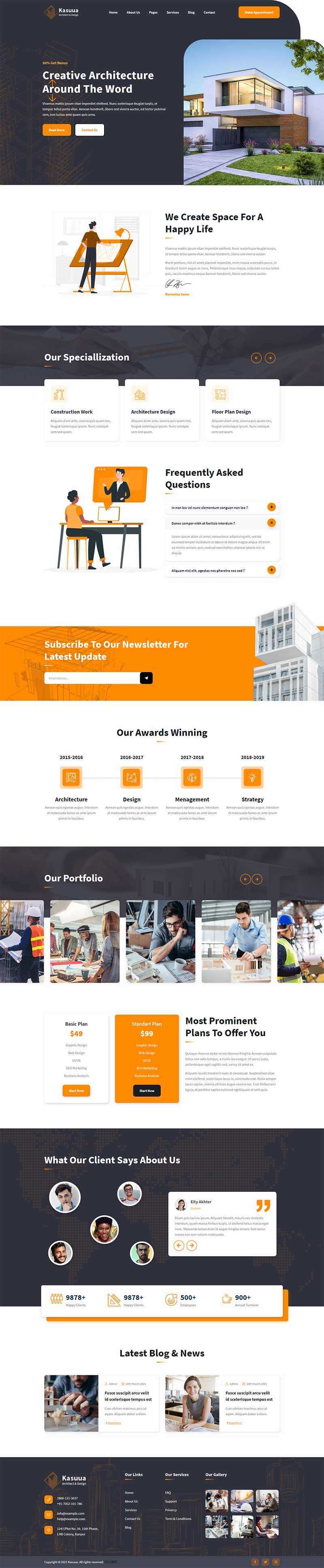 bootstrap建筑设计公司官网HTML模板 - 简单网创项目资源网