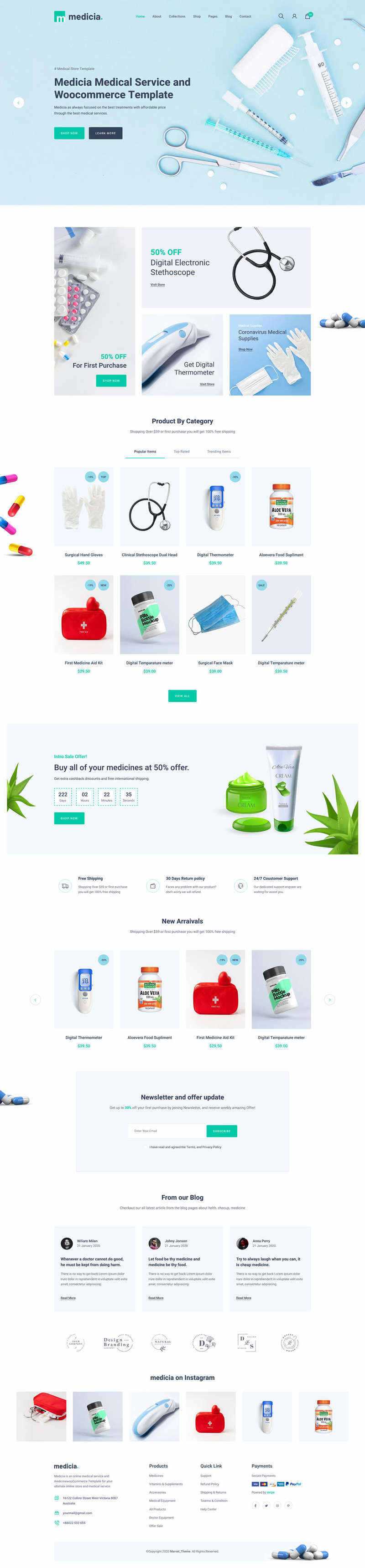 Bootstrap4医疗保健用品电子商务HTML5模板 - 简单网创项目资源网