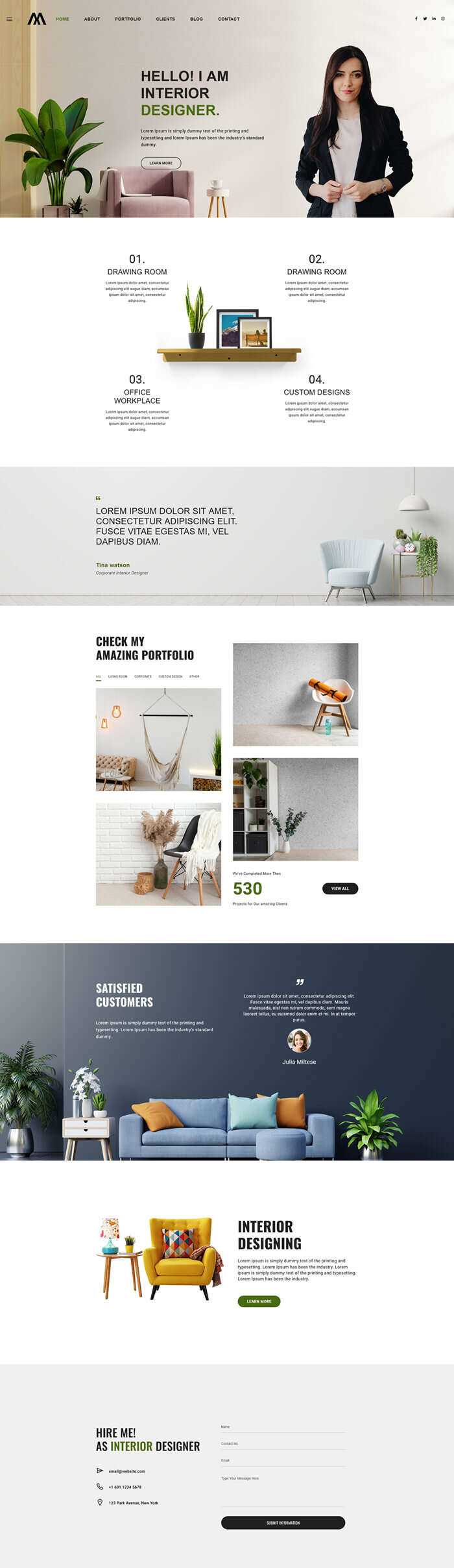 室内设计师个人作品简历html5模板 - 简单网创项目资源网