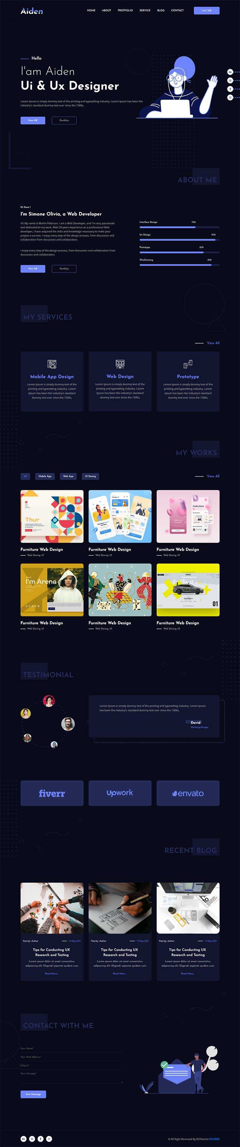 创意的个人作品主题html模板 - 简单网创项目资源网