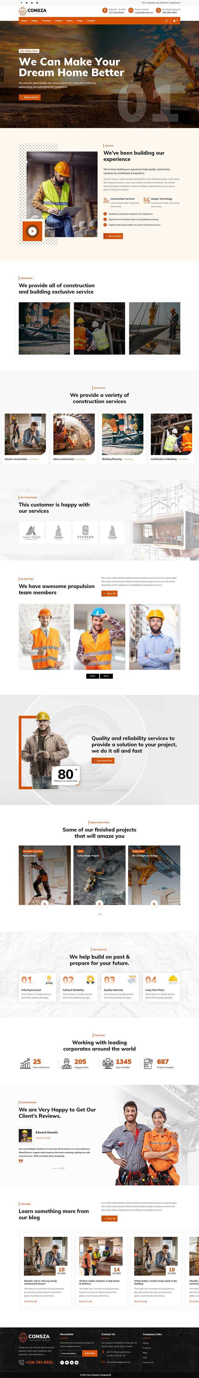 响应式房地产建筑工程企业网站HTML5模板 - 简单网创项目资源网