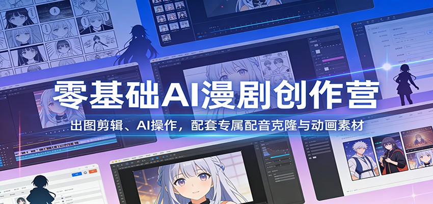 零基础AI漫剧创作营：出图剪辑、AI操作，配套专属配音克隆与动画素材 - 简单网创项目资源网