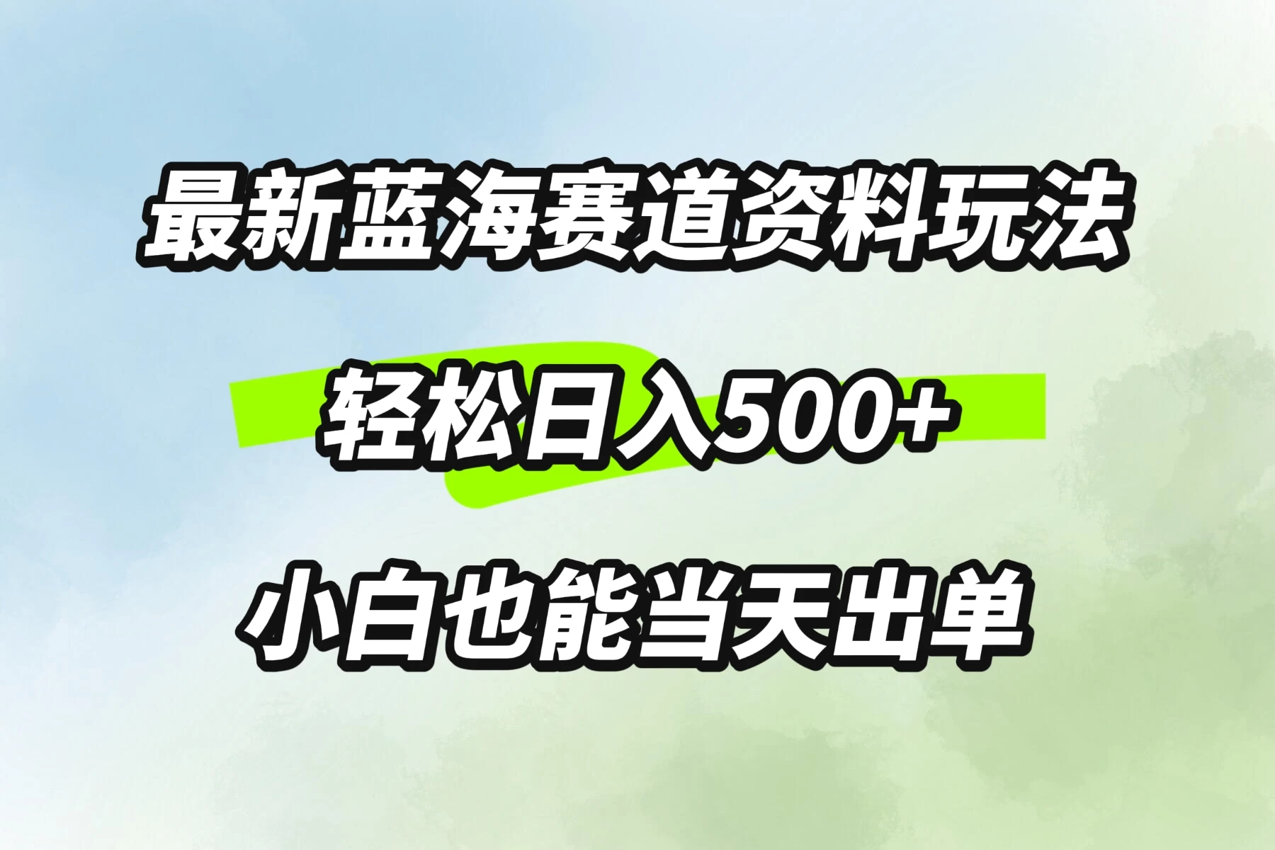 最新蓝海赛道资料玩法，轻松日入500+，小白也能当天出单 - 简单网创项目资源网