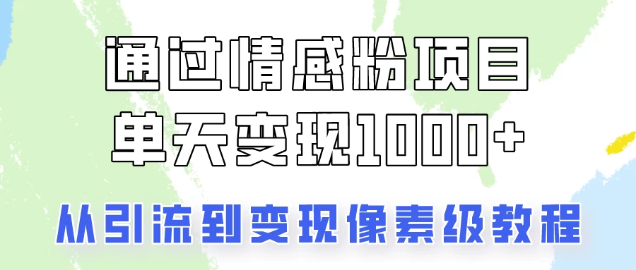 关于情感粉变现项目，我是怎么做到单天赚1000+的？从引流到变现像素级教程 - 简单网创项目资源网