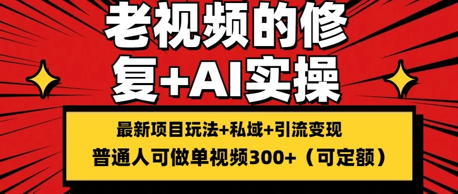 老视频的修复实操，单条收益300+，普通人可零基础 - 简单网创项目资源网