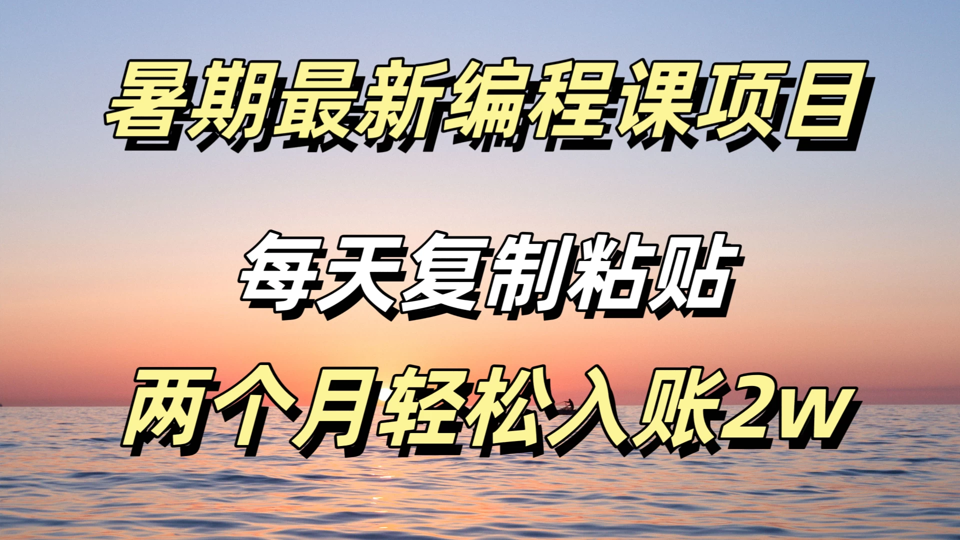 暑期最新编程课项目，简单易上手，只需复制粘贴，2w轻松到手 - 简单网创项目资源网