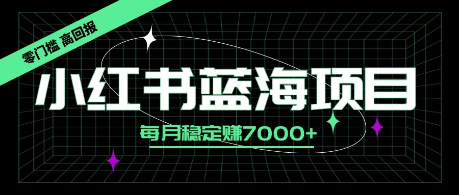 小红书蓝海项目，零门槛、高回报，每月稳定赚7000+ - 简单网创项目资源网
