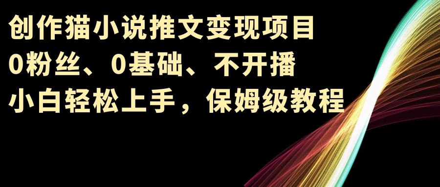 小说推文变现项目，0粉丝、0基础、不开播、小白轻松上手，保姆级教程 - 简单网创项目资源网