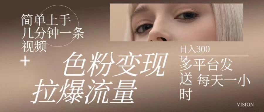 色粉变现，拉爆流量，简单上手几分钟一条视频，多平台发送每天一小时，日入300+ - 简单网创项目资源网