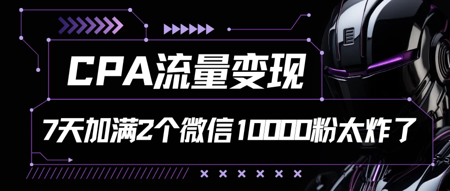 CPA流量变现，7天加满两个微信10000粉，轻轻松松加爆微信 - 简单网创项目资源网