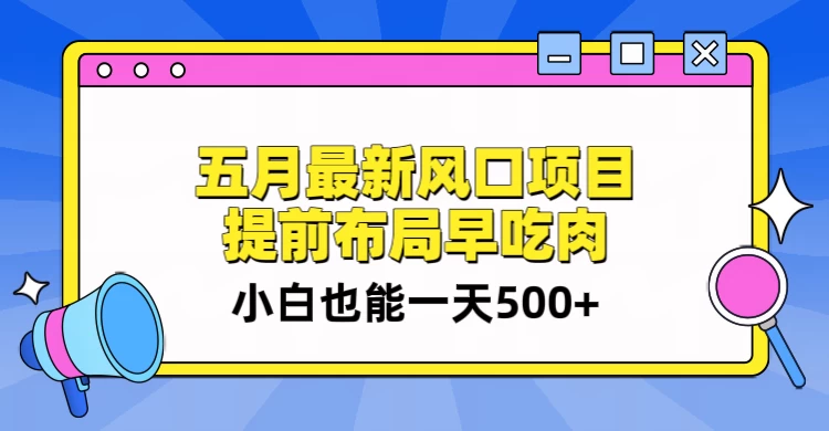 5月最新风口项目，提前布局早吃肉，小白也能一天暴利500+ - 简单网创项目资源网