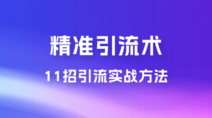 精准引流术：11 招引流实战方法，让你私域流量加到爆（共 11 课） - 简单网创项目资源网