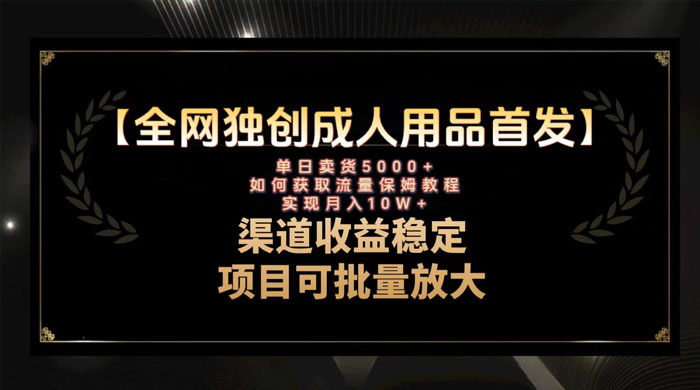 最新全网独创首发，成人用品赛道引流获客，单日卖货 5000+，月入 10w 保姆级教程 - 简单网创项目资源网
