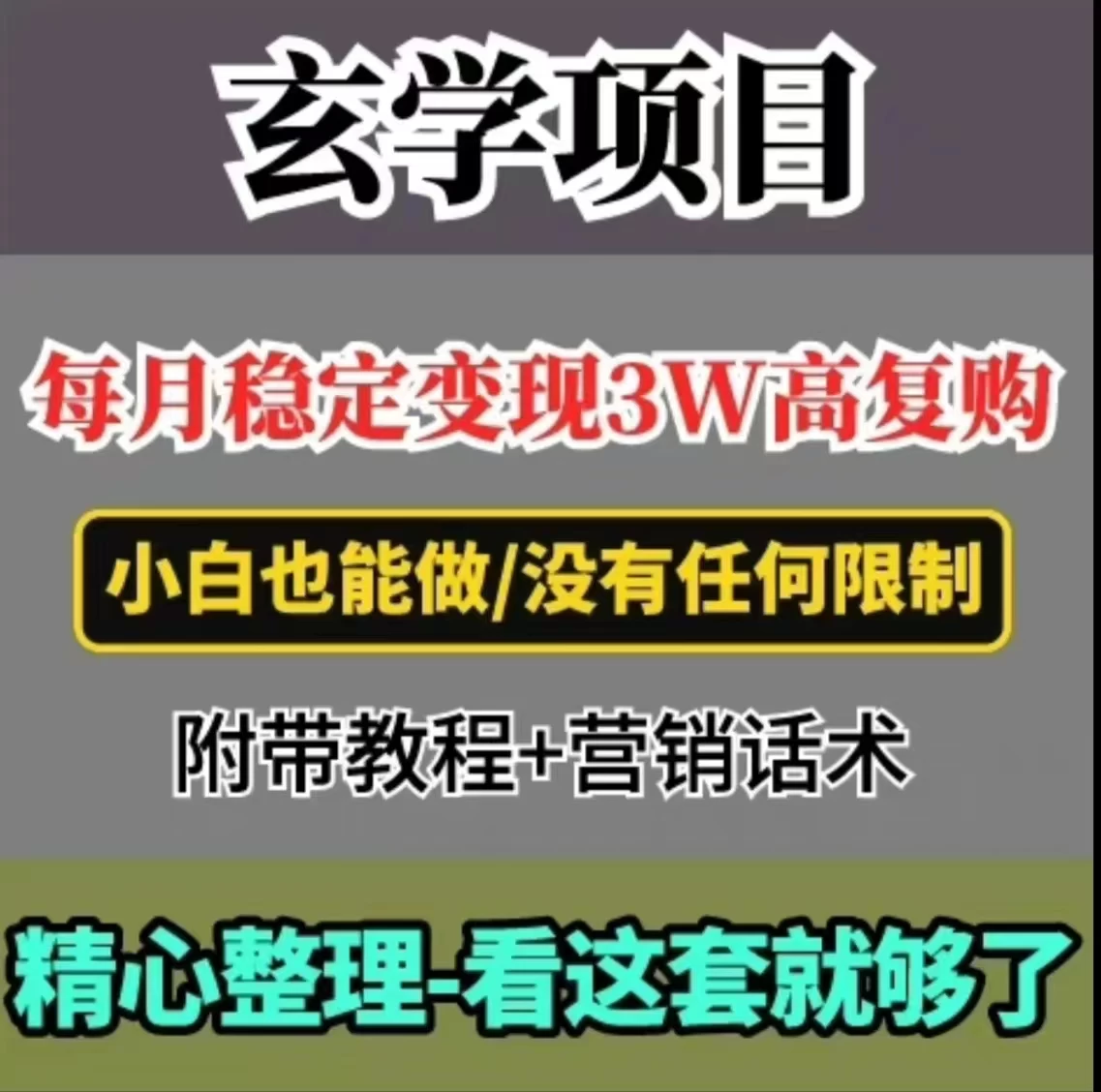 每月稳定变现3W+，高复购玄学项目，小白也能做 - 简单网创项目资源网