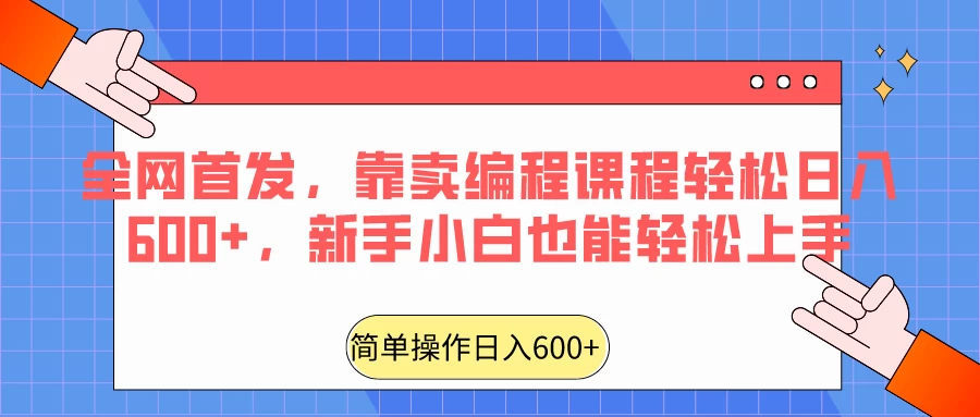 全网首发，靠卖编程课程轻松日入600+，新手小白也能轻松上手 - 简单网创项目资源网