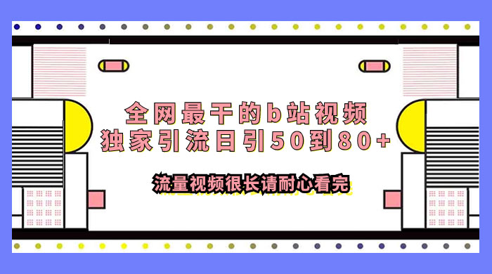全网最干的 B 站视频独家引流，日引 50~80+ 流量 - 简单网创项目资源网