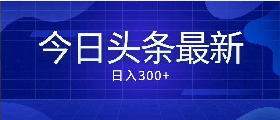 价值999的最新头条玩法，每天收入300+ - 简单网创项目资源网