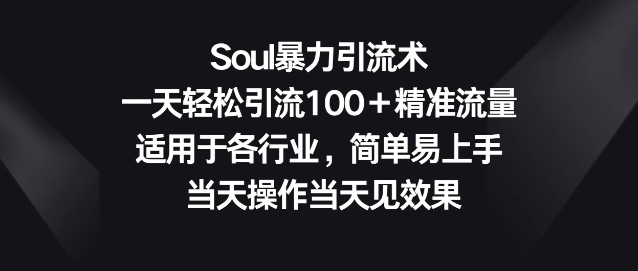 Soul暴力引流术，一天轻松引流100＋精准流量，适用于各行业，简单易上手 当天操作当天见效果 - 简单网创项目资源网