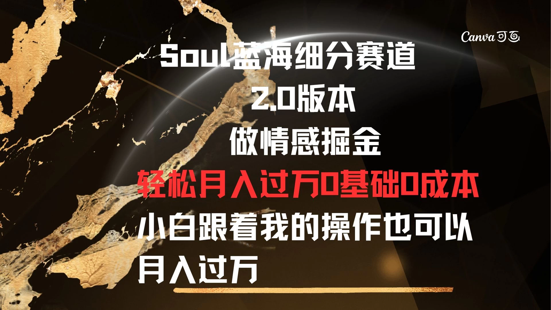Soul蓝海细分赛道，2.0版本，做情感掘金，轻松月入过万，0基础，0成本，小白跟着我的操作也可以月入过万 - 简单网创项目资源网