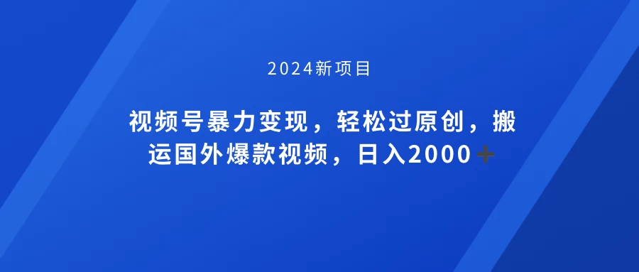 视频号创作者分成计划，搬运国外爆款视频，100%过原创，小白也能品22000+ - 简单网创项目资源网