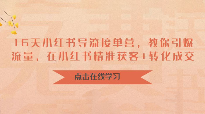 16 天小红书导流接单营:教你引爆流量,在小红书精准获客+转化成交 16 天小红书导流接单营:教你引爆流量,在小红书精准获客+转化成交