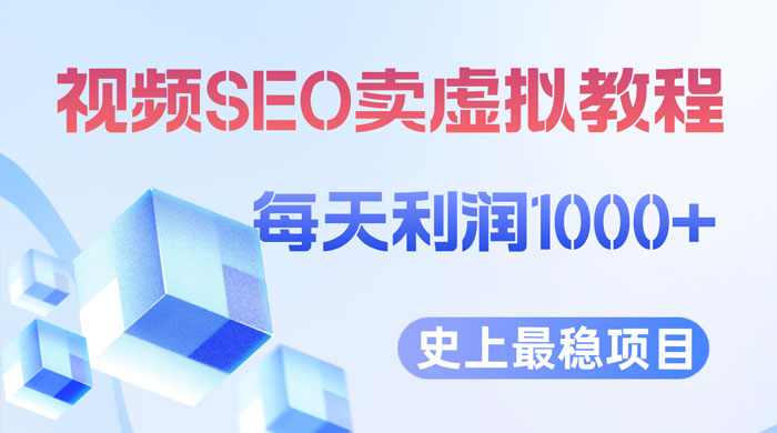 视频 SEO 出售虚拟产品：史上最稳定私域变现项目 - 简单网创项目资源网