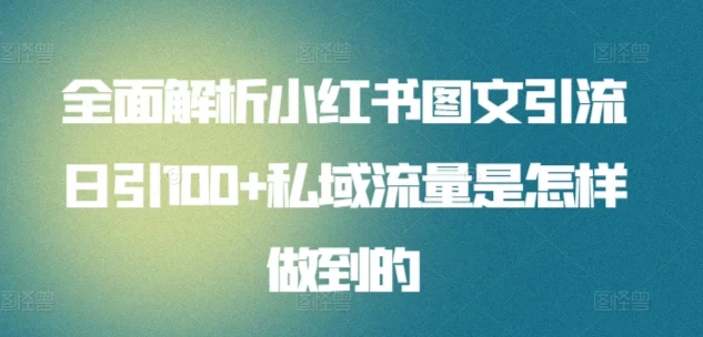 全面解析小红书图文引流日引100私域流量是怎样做到的 - 简单网创项目资源网