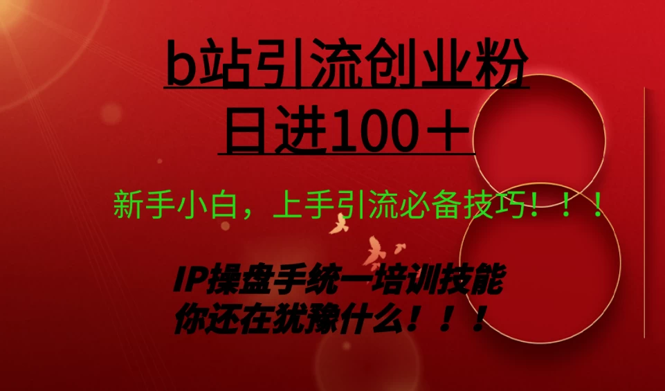 日引创业粉 100+ b 站全套打法【实操教学】不容错过 - 简单网创项目资源网