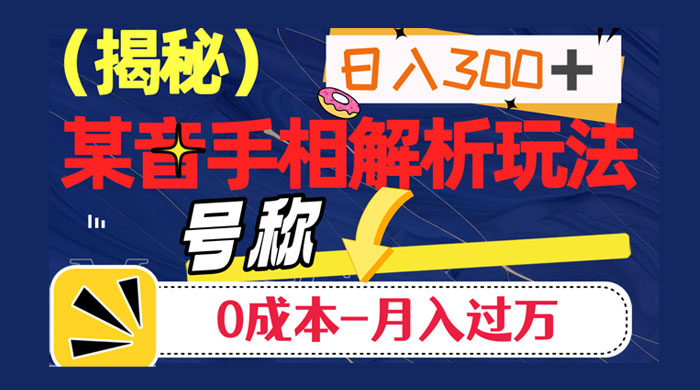 抖音手相解析玩法，聊聊天日入 300+，号称 0 成本月入过万 - 简单网创项目资源网