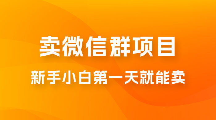 最新卖微信群项目玩法拆解：新手小白第一天就能卖，日入 300+ - 简单网创项目资源网
