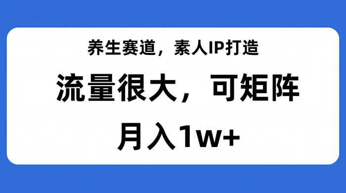 养生赛道，素人IP打造，流量很大，可矩阵，月入1w+ - 简单网创项目资源网