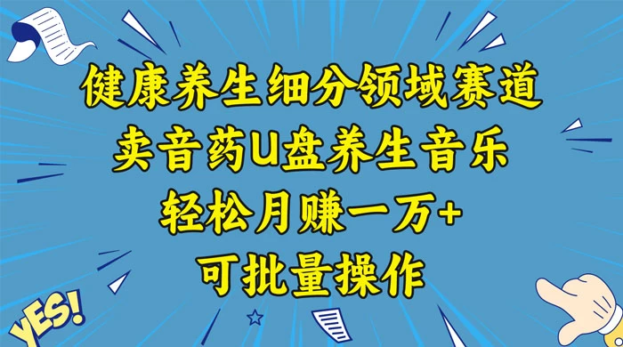 健康养生细分领域赛道,卖音药U盘养生音乐,轻松月赚一万+,可批量操作 - 简单网创项目资源网