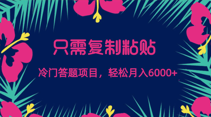 只需复制粘贴，冷门答题项目，轻松月入 6000 - 简单网创项目资源网