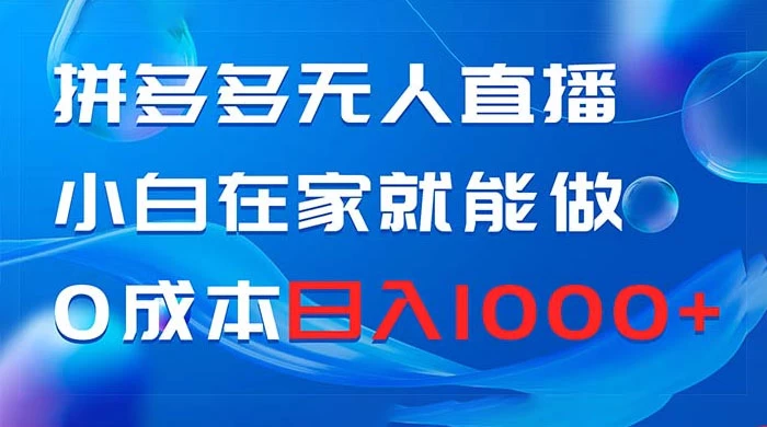 拼多多无人直播，小白在家就能做，0 成本日入 1000+ - 简单网创项目资源网