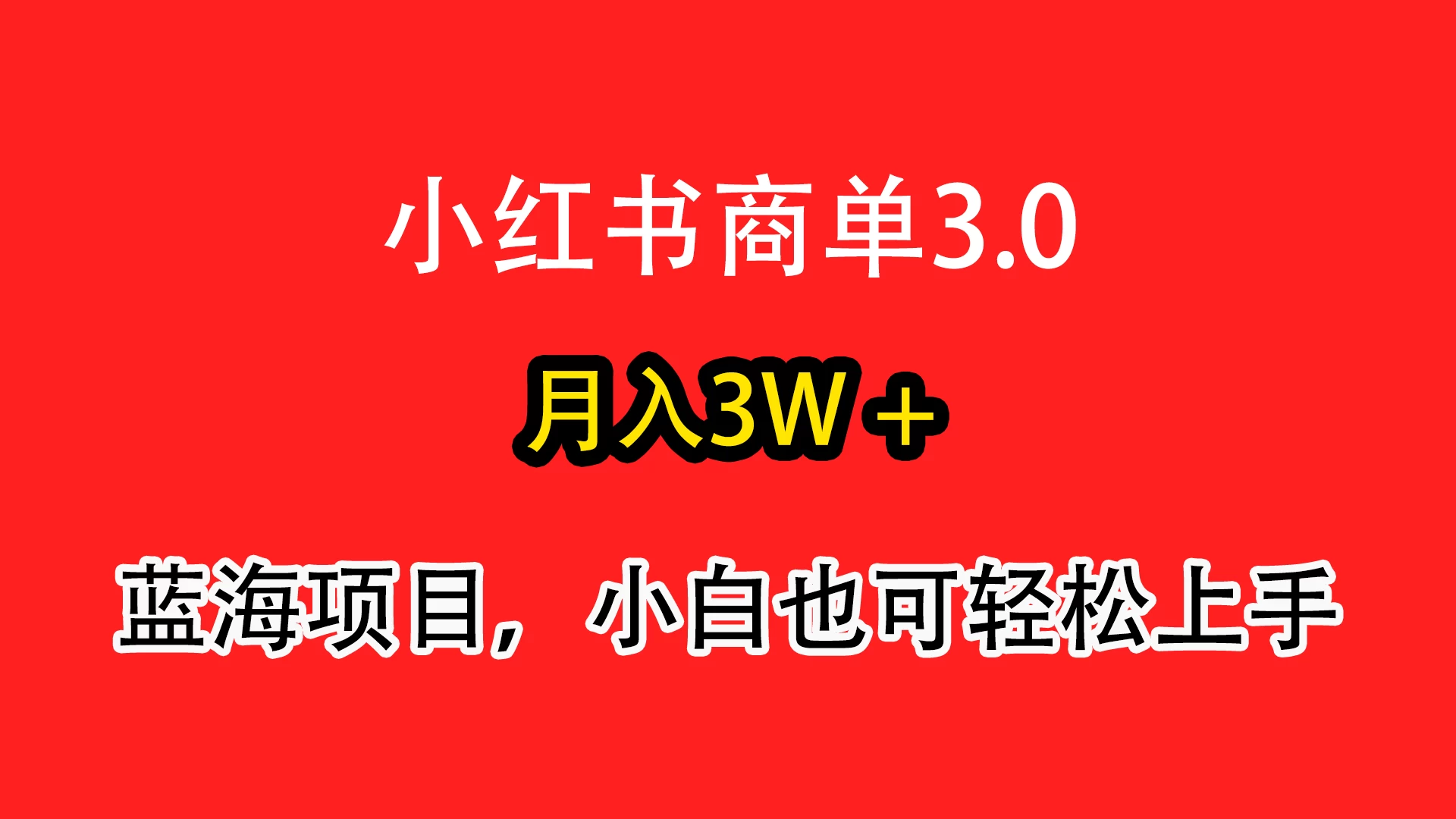 小红书商单3.0，月入3w＋，蓝海项目，小白轻松上手 - 简单网创项目资源网