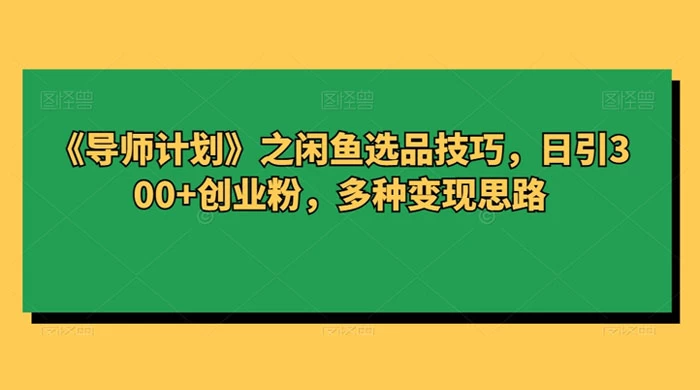 闲鱼选品技巧,日引 300+ 创业粉,多种变现思路 - 简单网创项目资源网