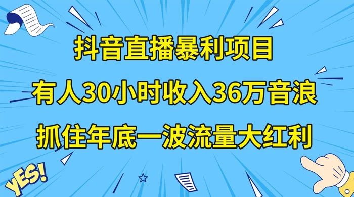 抖音直播暴利项目,有人 30 小时收入 36 万音浪,公司宣传片年会视频制作,抓住年底一波流量大红利 - 简单网创项目资源网