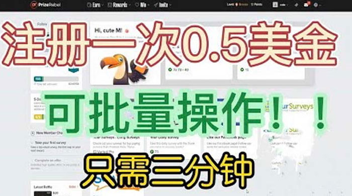 国外注册一次 0.5 美金项目：只需三分钟无脑操作、小白工作室福利 - 简单网创项目资源网