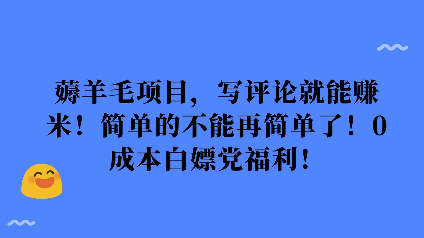 薅羊毛项目，写评论就能赚米！简单的不能再简单了！0成本白嫖党福利！ - 简单网创项目资源网