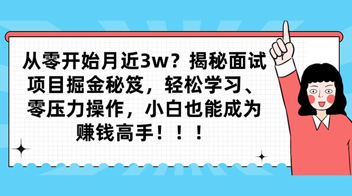 从零开始月入近3w？揭秘面试项目掘金秘笈，轻松学习、零压力操作，小白也能成为赚钱高手 - 简单网创项目资源网
