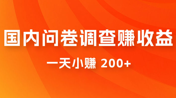 国内问卷调查赚收益，一天小赚 200+，小白随便上手 - 简单网创项目资源网