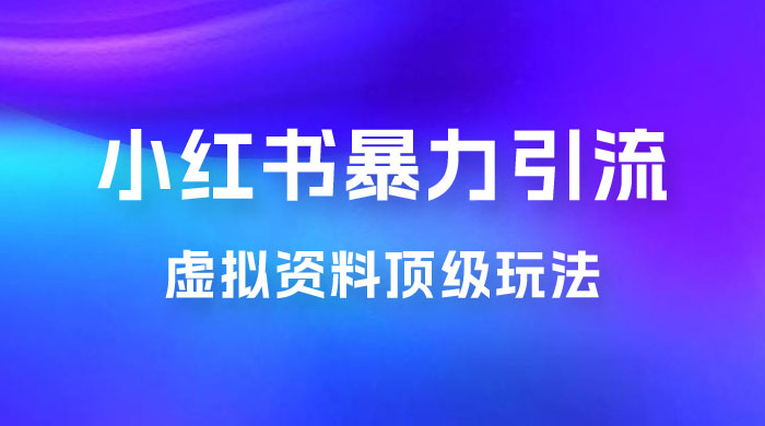 虚拟资料顶级玩法，小红书暴力引流，喂饭级教程零成本，利润任你定 - 简单网创项目资源网