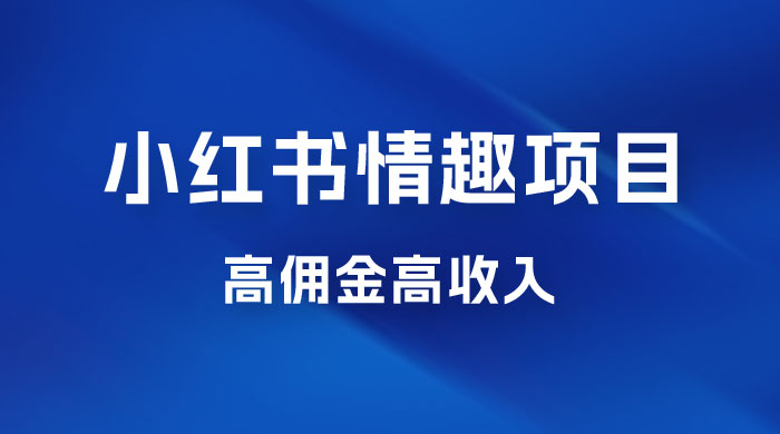 最新小红书情趣项目，日入千，高佣金高收入，操作简单，长期稳定 - 简单网创项目资源网