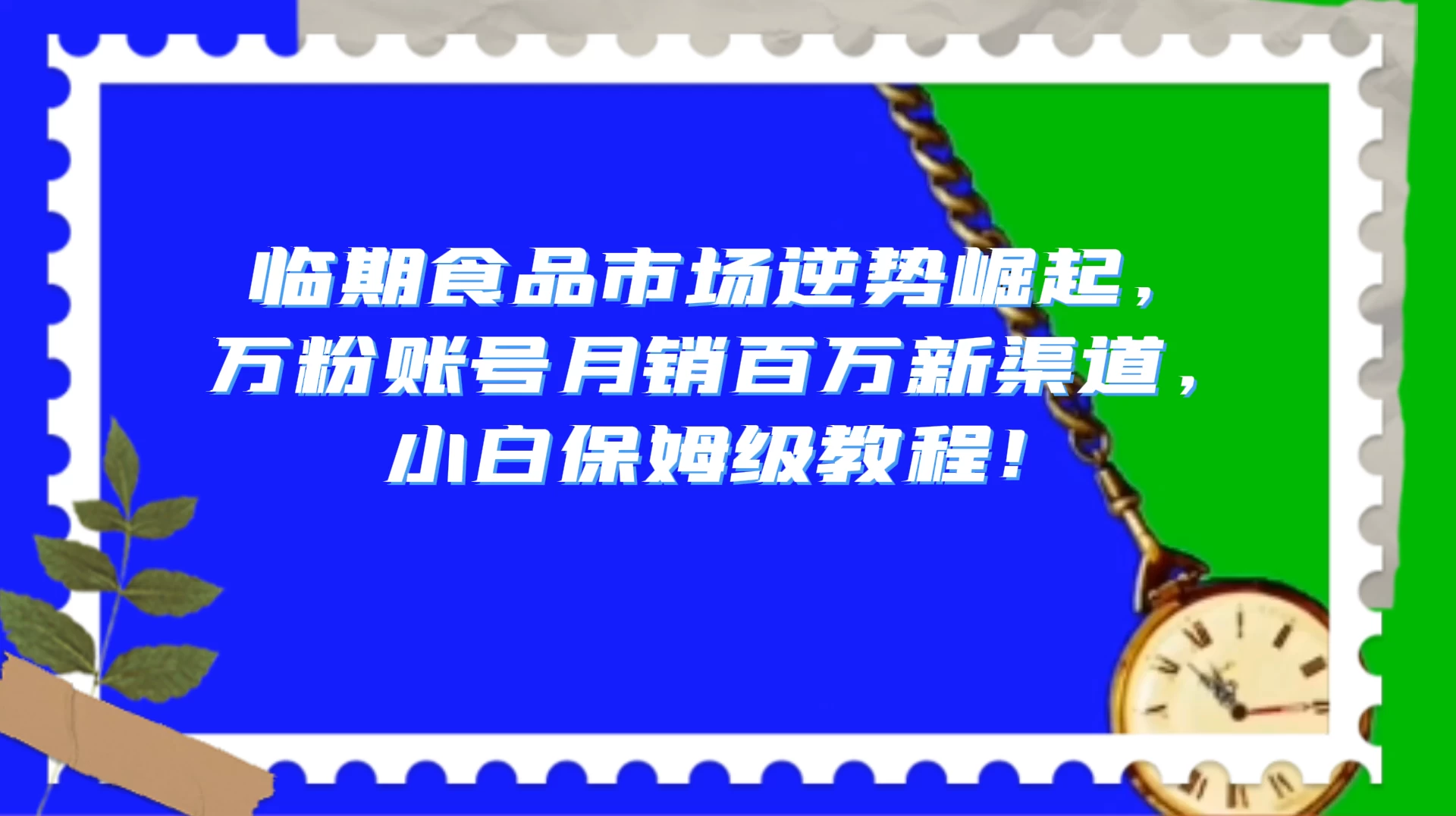 临期食品市场逆势崛起，万粉账号月销百万新渠道，小白保姆级教程！ - 简单网创项目资源网