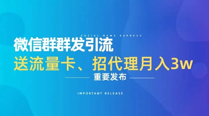 利用微信群卖流量卡，招代理，3 个月变现 11 万（附软件） - 简单网创项目资源网